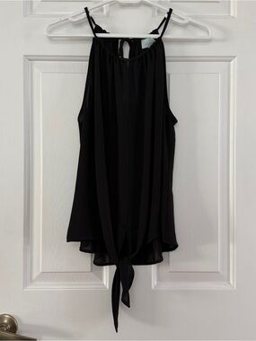 Veronica M Black Top Blouse - Keyhole Front and Front Tie